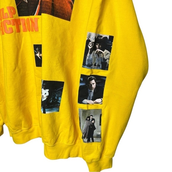 Pulp Fiction 90’s Movie Themed Pullover Yellow Sweatshirt Men’s Size Large - Picture 2 of 7